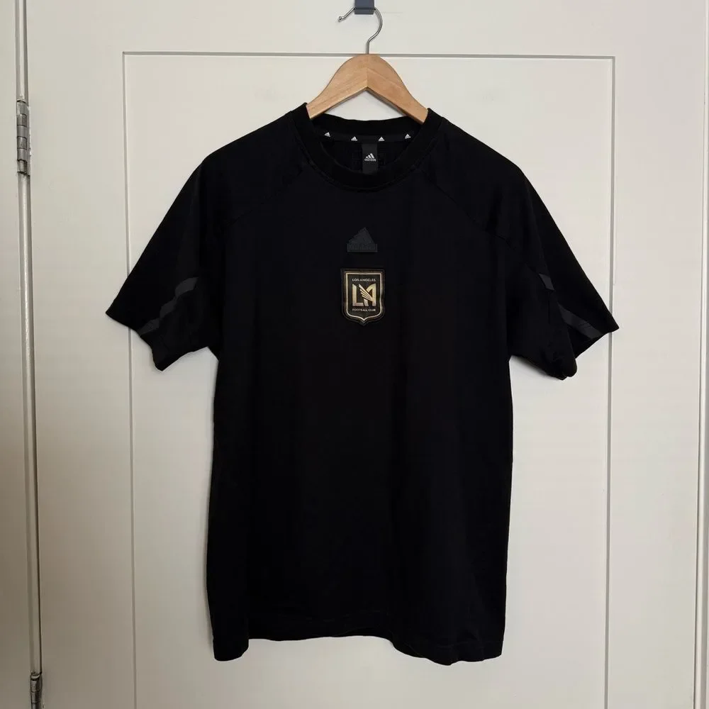 Adidas LA Los Angeles Football Club LAFC T-Shirt Soccer Black Mens Sz M Cotton